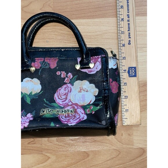 Betsey Johnson Small black Bow handbag Flower Pattern - Picture 6 of 13